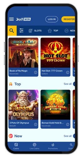 Dolfwin Casino lietotne